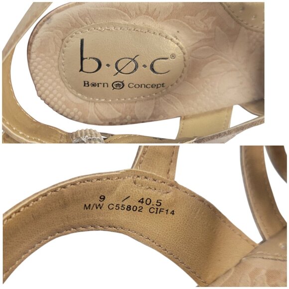 BOC Born Nilsa Wedge Sandals Size 9 Gold High Platform Strappy Padded Comfort - Picture 13 of 15